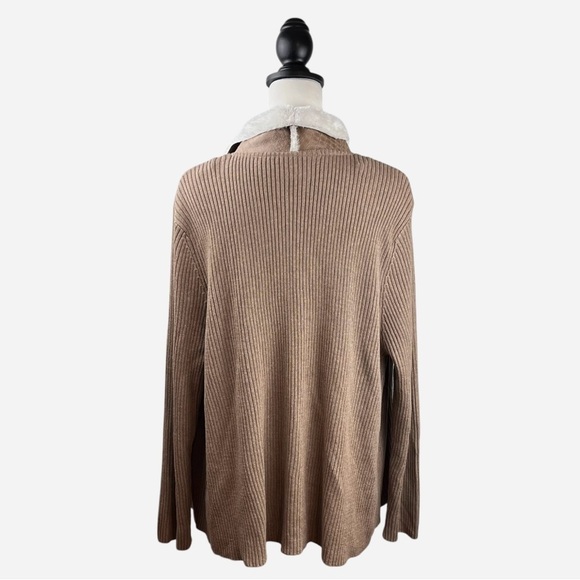 Alfred Dunner Womens Open Front Sweater Cardigan Sz 20 Faux Fur Ribbed Soft NEW - Picture 5 of 11